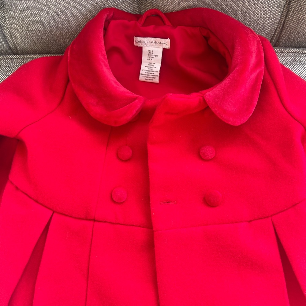 Catherine Malandrino Vibrant Red Pea Coat for Kids